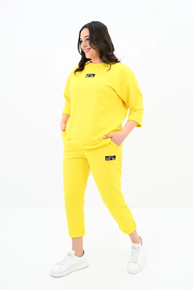 Kadın Büyük Beden Etiket Detaylı Eşofman Takımı 8100-24 - 3