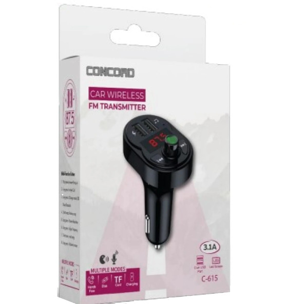 Concord C615 3.1A Çift USB & Şarj Flash Bellek Girişi Bluetooth Fm Transmitter - 2