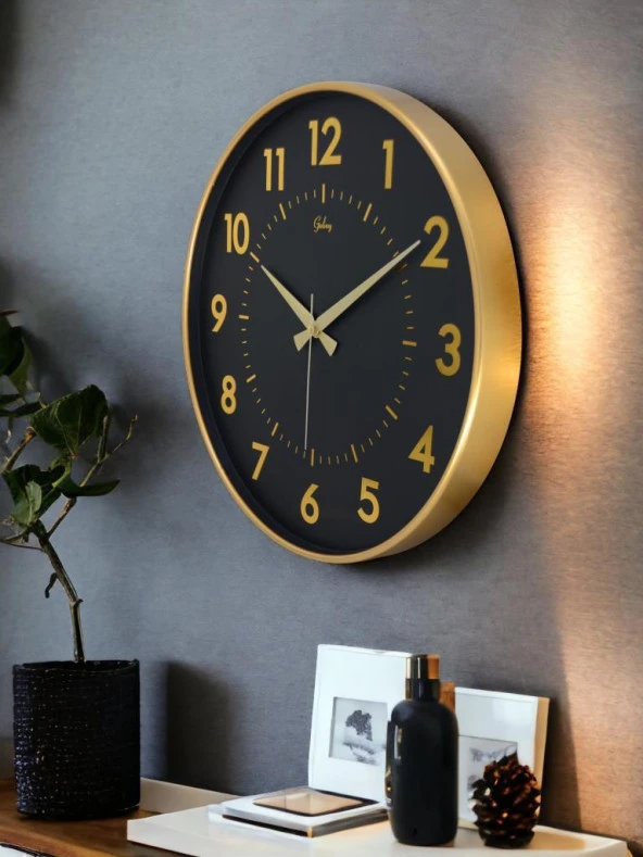 Galaxy 717-A-3 Serisi Klasik Rakamlı Metal Görünümlü Sessiz Akar Modern Duvar Saati 40 cm - Resim 2