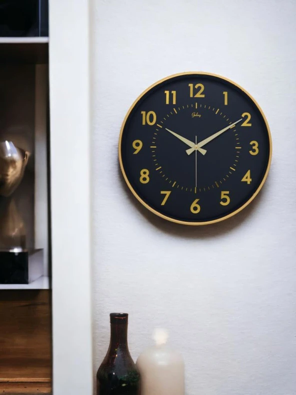 Galaxy 717-A-3 Serisi Klasik Rakamlı Metal Görünümlü Sessiz Akar Modern Duvar Saati 40 cm - Resim 3