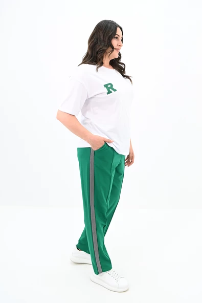 Kadın Büyük Beden Nakış İşleme Detaylı Eşofman Takımı 8120-25 - 9