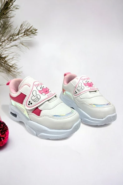 Memory Foam Tabanlı Işıklı Kız Çocuk Bebek Spor Sneakers (ÇOCUKSPOR04-BeyazPembe ) - 4
