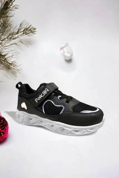 Memory Foam Hologram Kız Çocuk Spor Sneakers (ÇOCUKSPOR07-Siyah ) - 2