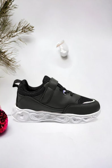 Memory Foam Hologram Kız Çocuk Spor Sneakers (ÇOCUKSPOR07-Siyah ) - 3