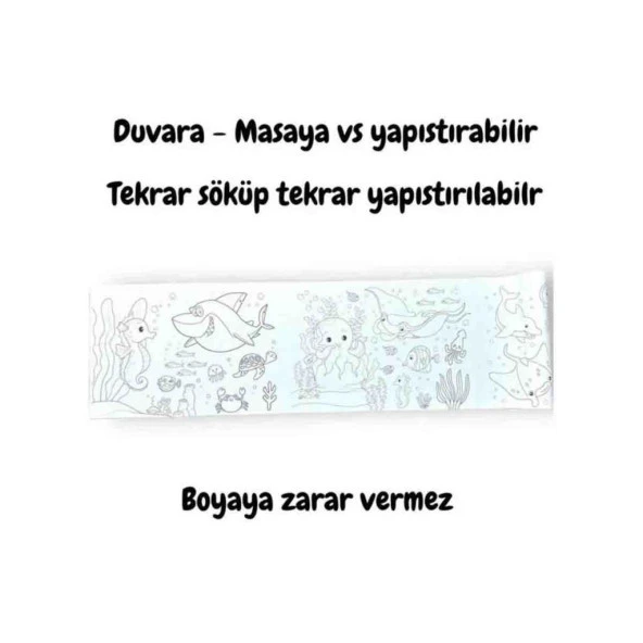 Lino Yapışkanlı Boyama Rulosu Kağıdı 86x20 cm Sea World - Resim 2