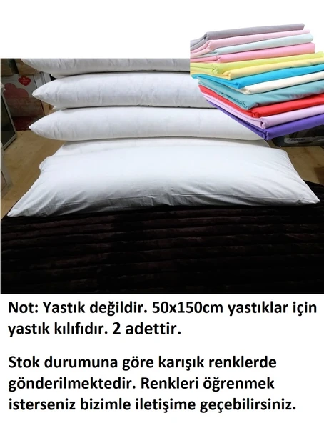 2 Adet Karı Koca Yastık Kılıfı, Uzun Maxi Boy Yastık Kılıfı (50x150)-Karışık Renkli - 2