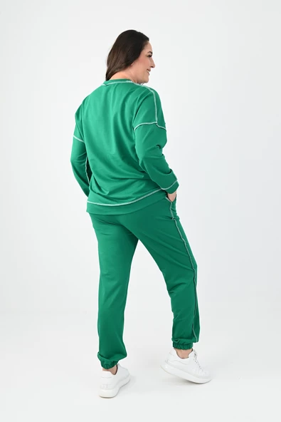 Kadın Büyük Beden Ters Dikişli Eşofman Takımı 8082 - 12