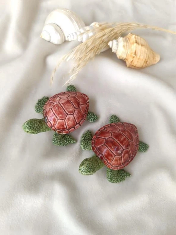 2 li Kaplumbağa Caretta Caretta Dekor Biblo Deniz Kaplumbağası