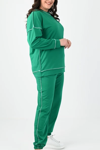 Kadın Büyük Beden Ters Dikişli Eşofman Takımı 8082 - 11