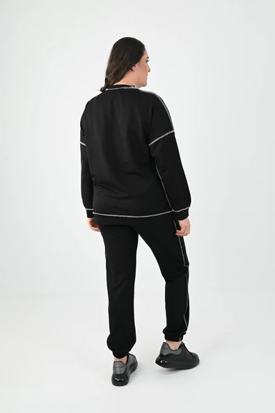 Kadın Büyük Beden Ters Dikişli Eşofman Takımı 8082 - 4