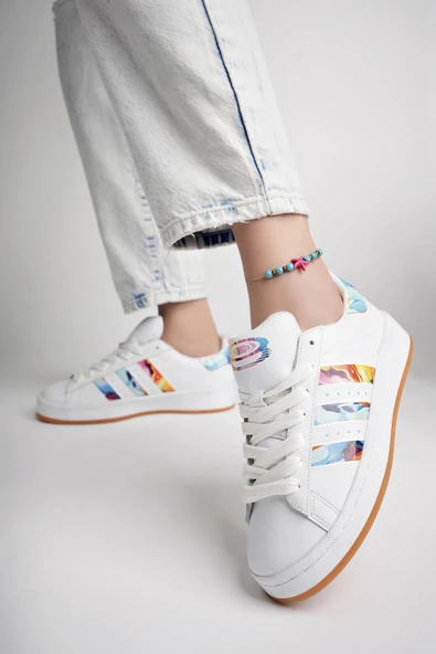 Muggo FLOWER Garantili Kadın Ortopedik Günlük Bağcıklı Yürüyüş Koşu Sneaker Spor Ayakkabı - 8