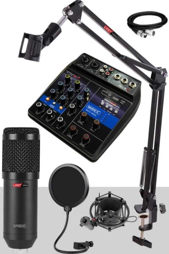 Lastvoice Rec Paket-1 BM800 Mikrofon Phantomlu Mikser Stand Filtre Set