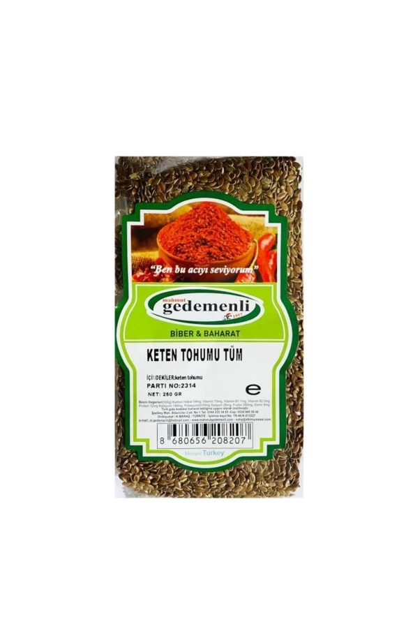 Keten Tohumu Tane Glutensiz 250 Gr ürün görseli