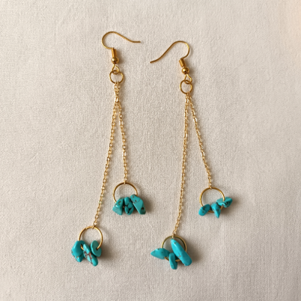 Turkuaz Sallantılı Tasarım Küpe- Anka Gemstone