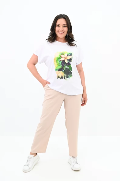 Kadın Büyük Beden Çiçek Baskı Detaylı Eşofman Takımı 8119-25 - 7