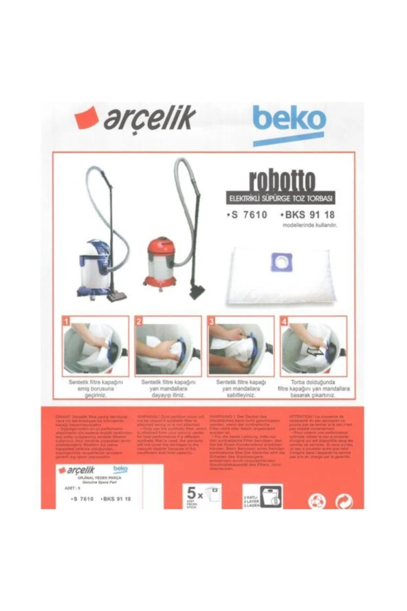 Beko Robotto Süpürge Toz Torbası