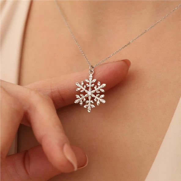 925 Ayar Gümüş Kar Tanesi Kolye - CNS00133 ürün görseli 1
