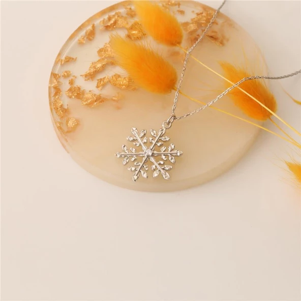 925 Ayar Gümüş Kar Tanesi Kolye - CNS00133 - Resim 4