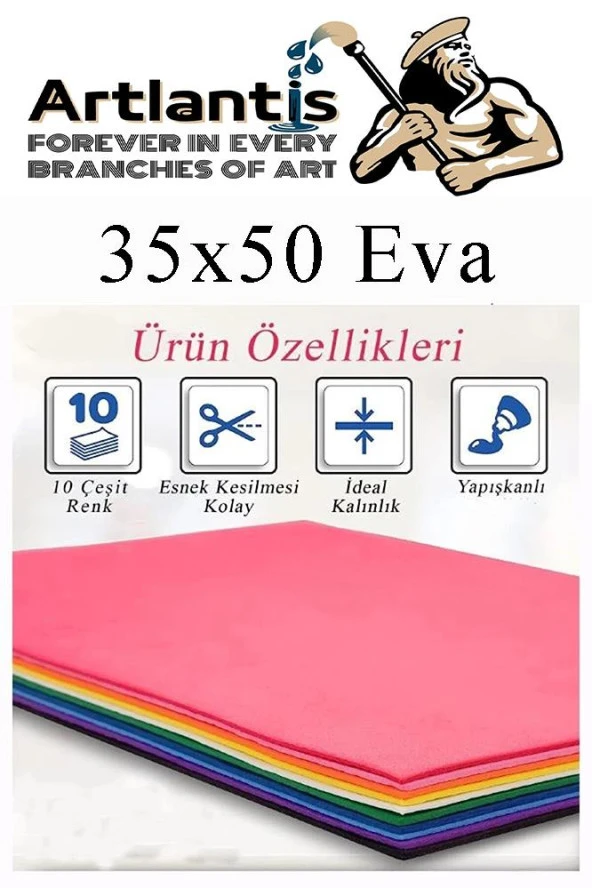 Eva 10 Renk 35x50 cm 1 Paket Düz Eva Süngeri 10 Lu Renkli Eva 35*50 Elişi Okul Öncesi Ana Sınıfı İlkokul - 2