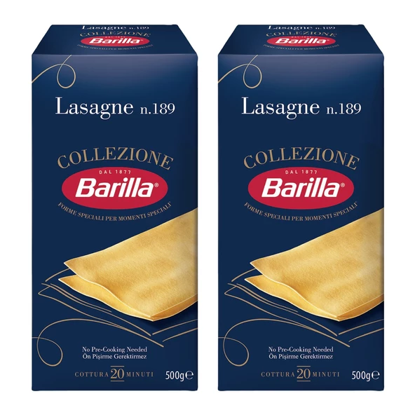 Barilla Lazanya / Lasagne n.189 Sade Makarna 500 Gr. x 2 Adet