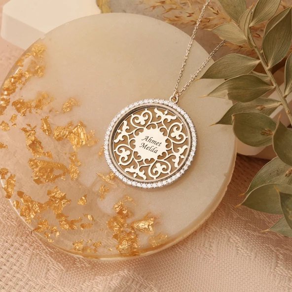 925 Ayar Gümüş Kişiye Özel İsim Yazılı Kalp Desenli Kolye- CNS00131 ürün görseli 1