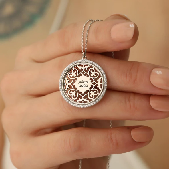 925 Ayar Gümüş Kişiye Özel İsim Yazılı Kalp Desenli Kolye- CNS00131 - Resim 5