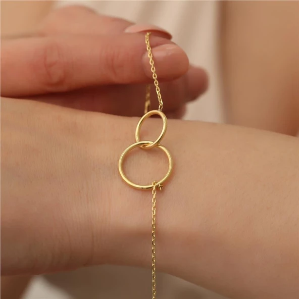 925 Ayar Gümüş Çift Halkalı Bileklik - Resim 3