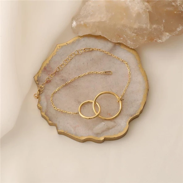 925 Ayar Gümüş Çift Halkalı Bileklik - Resim 2