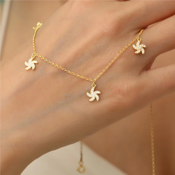 925 Ayar Gümüş Rüzgar Gülü Kolye - CNS00129 - Resim 5