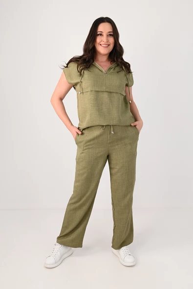 Kadın Büyük Beden Kolsuz Alt-Üst Takım 8069-25 - 7