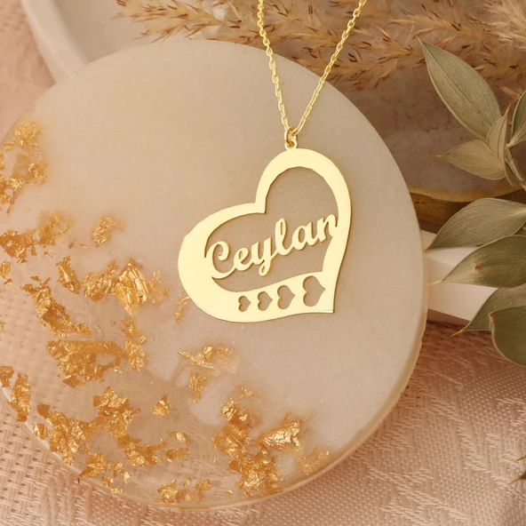 925 Ayar Gümüş Kişiye Özel Kalpli İsim Kolye CN00141 - Resim 5