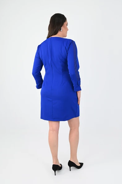 Kadın Büyük Beden Boncuk İşleme Detaylı Elbise 5201-25 - 12