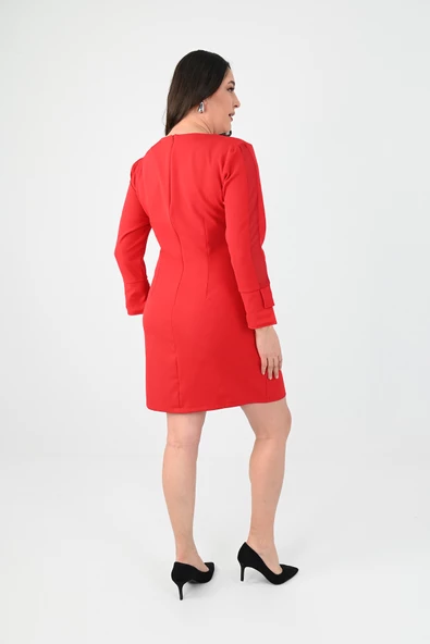 Kadın Büyük Beden Boncuk İşleme Detaylı Elbise 5201-25 - 8