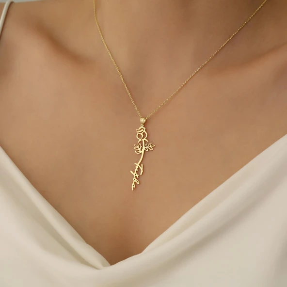 925 Ayar Gümüş Haziran Doğum Çiçeği Kolye - CN00210 - Resim 3