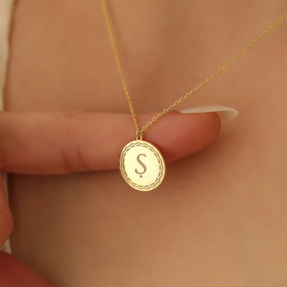 14 Ayar Mikron Altın Kaplama Kişiye Özel Harf Gümüş Kolye - CN00207 - Resim 4