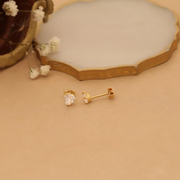 925 Ayar Gümüş Kalp Taşlı Küpe - ES00117 - Resim 4