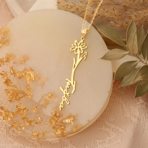 925 Ayar Gümüş Nisan Doğum Çiçeği Kolye - Resim 5