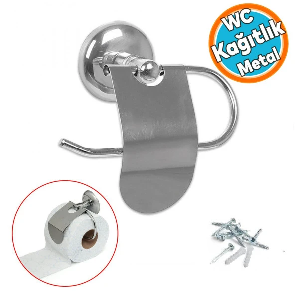 Tuvalet Kağıtlık Aparat Kapaklı WC Kağıt Standı Paslanmaz Metal Sağlam Kaliteli Krom