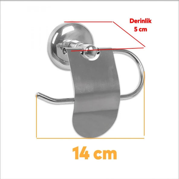 Tuvalet Kağıtlık Aparat Kapaklı WC Kağıt Standı Paslanmaz Metal Sağlam Kaliteli Krom - 2