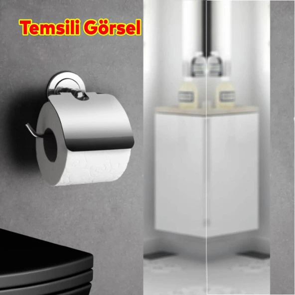 Tuvalet Kağıtlık Aparat Kapaklı WC Kağıt Standı Paslanmaz Metal Sağlam Kaliteli Krom - 3