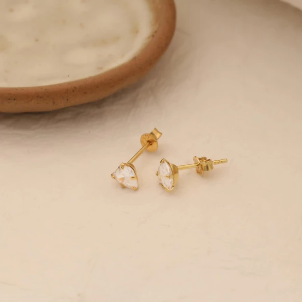 925 Ayar Gümüş Kalp Taşlı Küpe - ES00117 - Resim 2