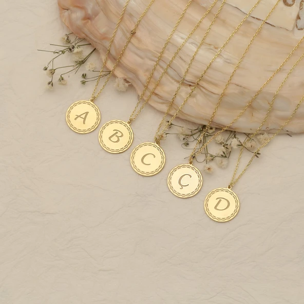 14 Ayar Mikron Altın Kaplama Kişiye Özel Harf Gümüş Kolye - CN00207 - Resim 3