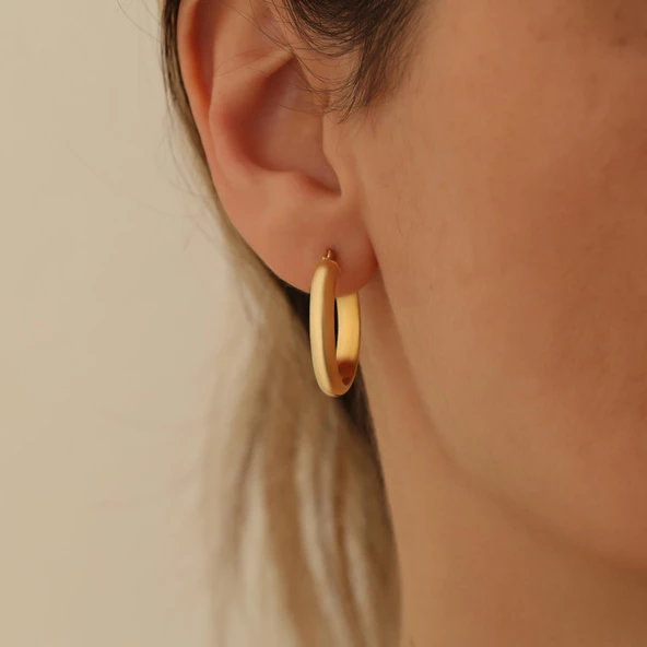 925 Ayar Gümüş 4mm Halka Küpe - E00231 ürün görseli 1