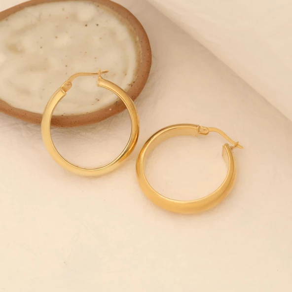925 Ayar Gümüş Hollow Halka Küpe Çap 2,5 cm - E00237 - 2