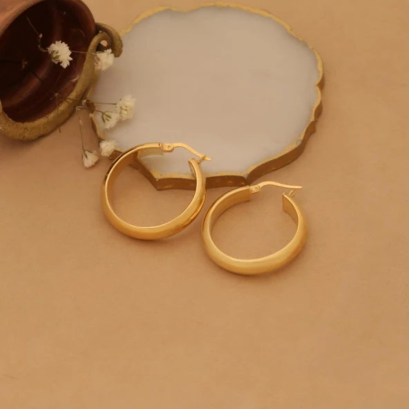 925 Ayar Gümüş Hollow Halka Küpe Çap 2,5 cm - E00237 - 4