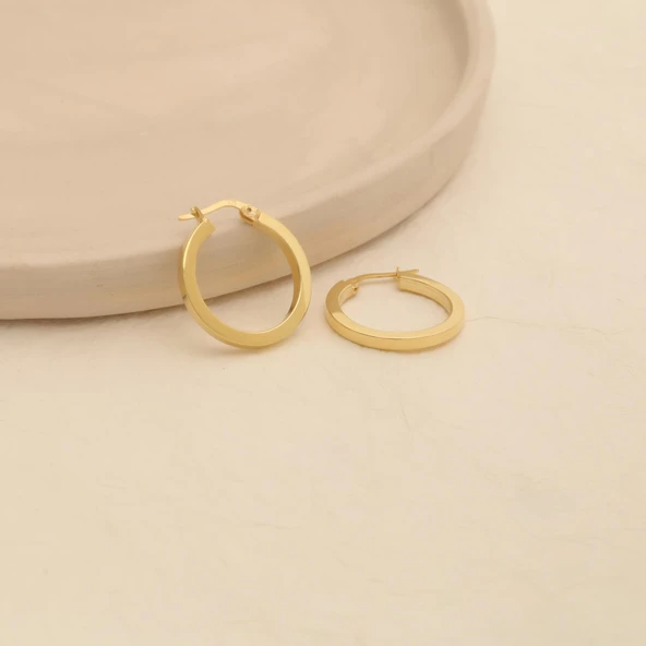 925 Ayar Gümüş Büyük Boy Kare Hoop Halka Küpe - E00240 - 2