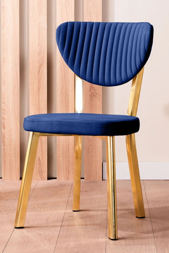 VIANEM Kütük Desenli MDF Gold Elma Mutfak Masa Takımı 4 Sandalyeli Salon Yemek Masa Takımı - Resim 2