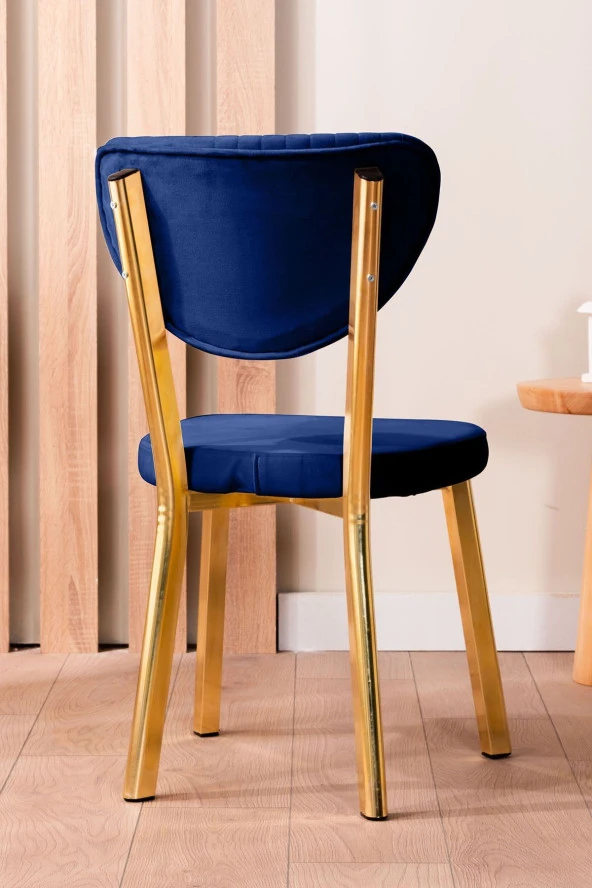 VIANEM Kütük Desenli MDF Gold Elma Mutfak Masa Takımı 4 Sandalyeli Salon Yemek Masa Takımı - Resim 3