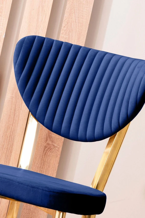 VIANEM Kütük Desenli MDF Gold Elma Mutfak Masa Takımı 4 Sandalyeli Salon Yemek Masa Takımı - Resim 4