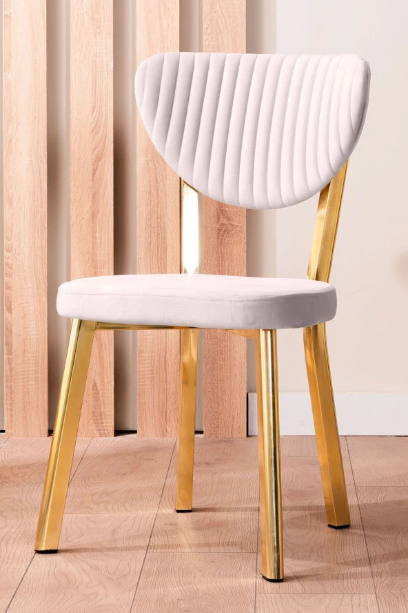 VIANEM Kütük Desenli MDF Gold Elma Mutfak Masa Takımı 4 Sandalyeli Salon Yemek Masa Takımı - Resim 2